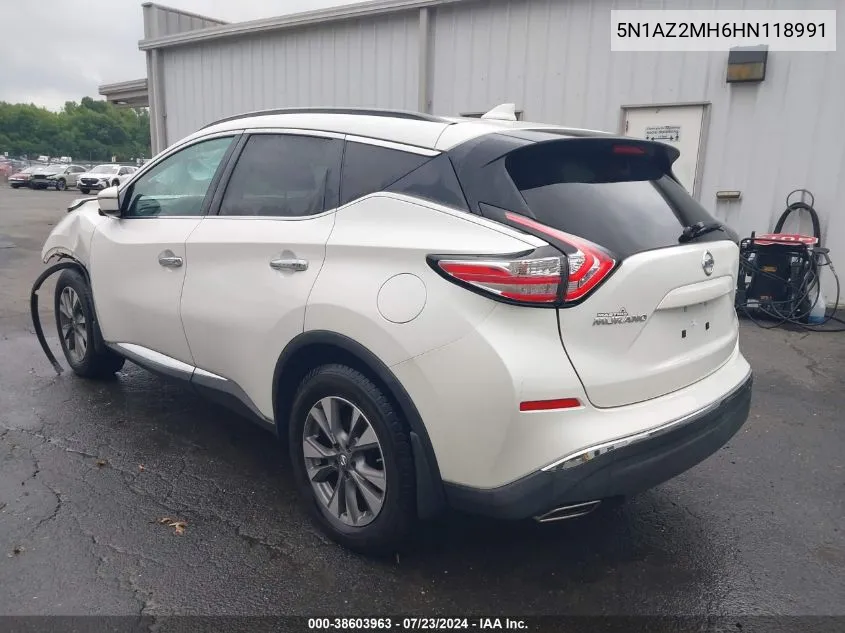 2017 Nissan Murano Sv VIN: 5N1AZ2MH6HN118991 Lot: 38603963