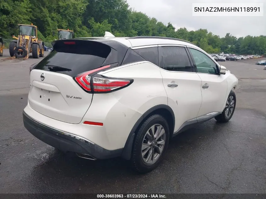 2017 Nissan Murano Sv VIN: 5N1AZ2MH6HN118991 Lot: 38603963