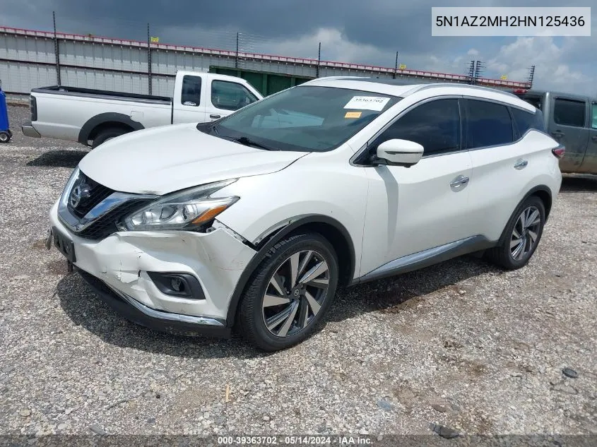 2017 Nissan Murano Platinum VIN: 5N1AZ2MH2HN125436 Lot: 39363702