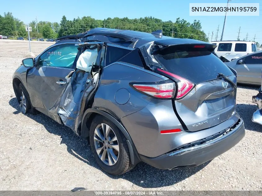 5N1AZ2MG3HN195759 2017 Nissan Murano Platinum/S/Sl/Sv