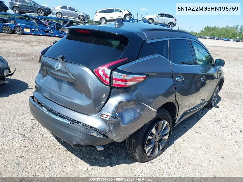 5N1AZ2MG3HN195759 2017 Nissan Murano Platinum/S/Sl/Sv