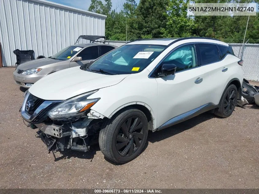 2017 Nissan Murano Platinum VIN: 5N1AZ2MH2HN142740 Lot: 39606773