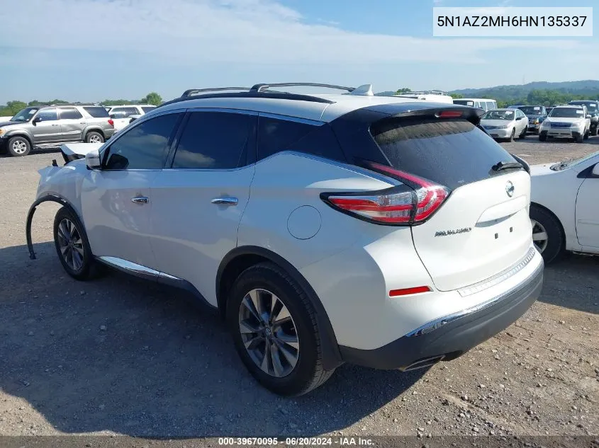 2017 Nissan Murano Sv VIN: 5N1AZ2MH6HN135337 Lot: 39670095