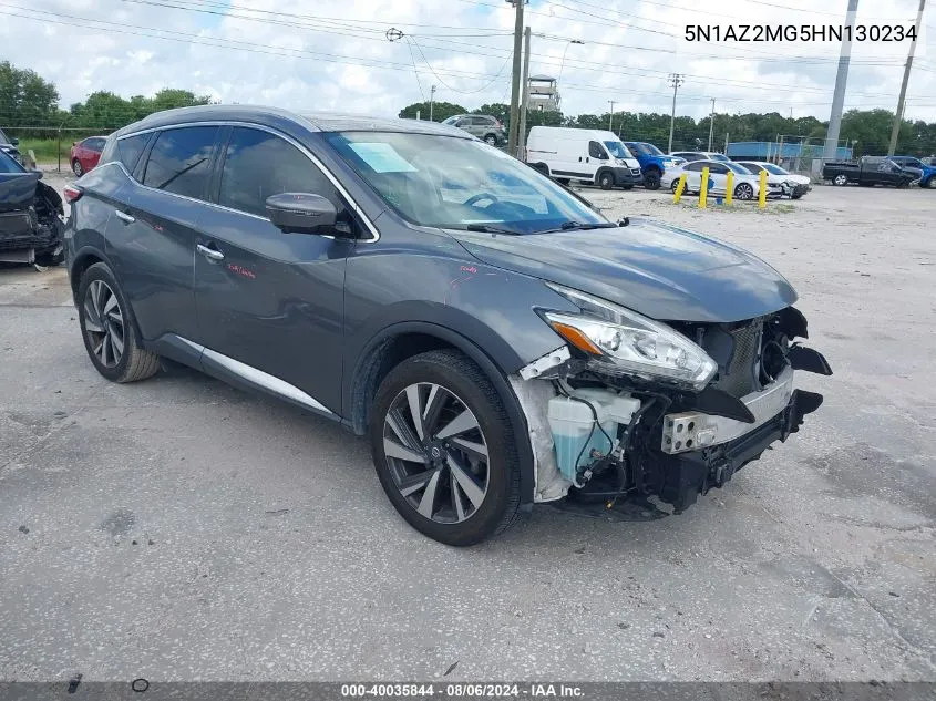 2017 Nissan Murano Platinum VIN: 5N1AZ2MG5HN130234 Lot: 40035844