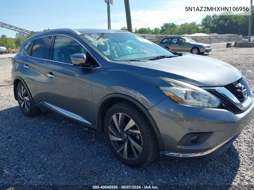 2017 Nissan Murano Platinum VIN: 5N1AZ2MHXHN106956 Lot: 40045558