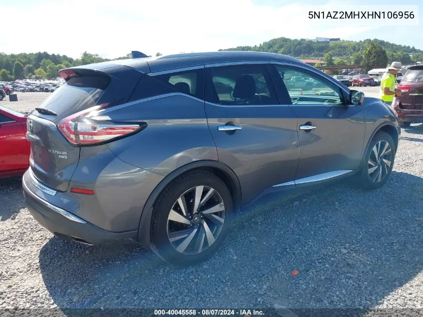 5N1AZ2MHXHN106956 2017 Nissan Murano Platinum