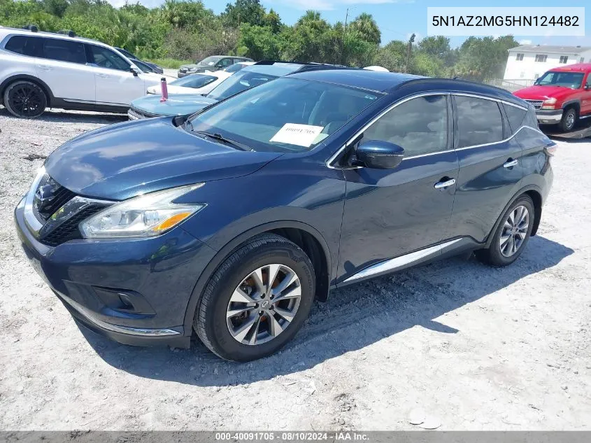 2017 Nissan Murano Sv VIN: 5N1AZ2MG5HN124482 Lot: 40091705