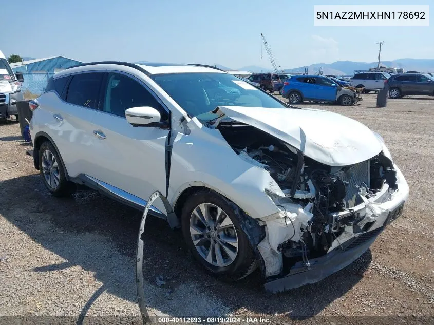 5N1AZ2MHXHN178692 2017 Nissan Murano Sv