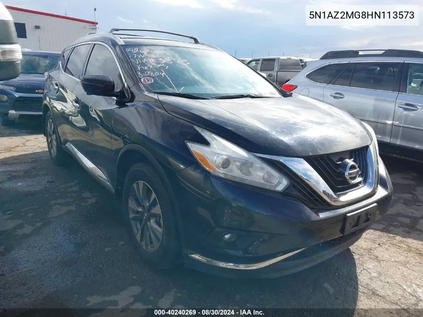 2017 Nissan Murano Sl VIN: 5N1AZ2MG8HN113573 Lot: 40240269