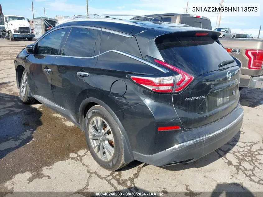 2017 Nissan Murano Sl VIN: 5N1AZ2MG8HN113573 Lot: 40240269