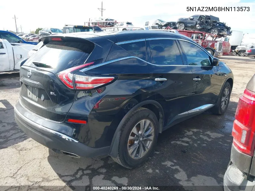 2017 Nissan Murano Sl VIN: 5N1AZ2MG8HN113573 Lot: 40240269