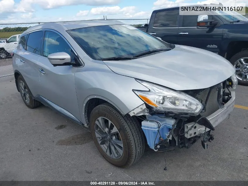 2017 Nissan Murano Sl VIN: 5N1AZ2MH4HN116107 Lot: 40291128