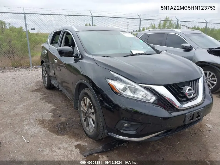 2017 Nissan Murano S/Sl/Sv/Platinum VIN: 5N1AZ2MG5HN123753 Lot: 40303381