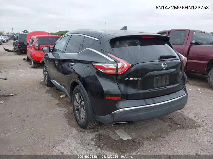 2017 Nissan Murano S/Sl/Sv/Platinum VIN: 5N1AZ2MG5HN123753 Lot: 40303381