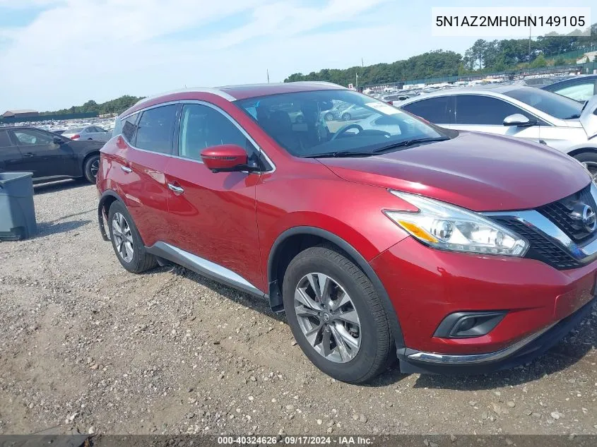 2017 Nissan Murano Sl VIN: 5N1AZ2MH0HN149105 Lot: 40324626