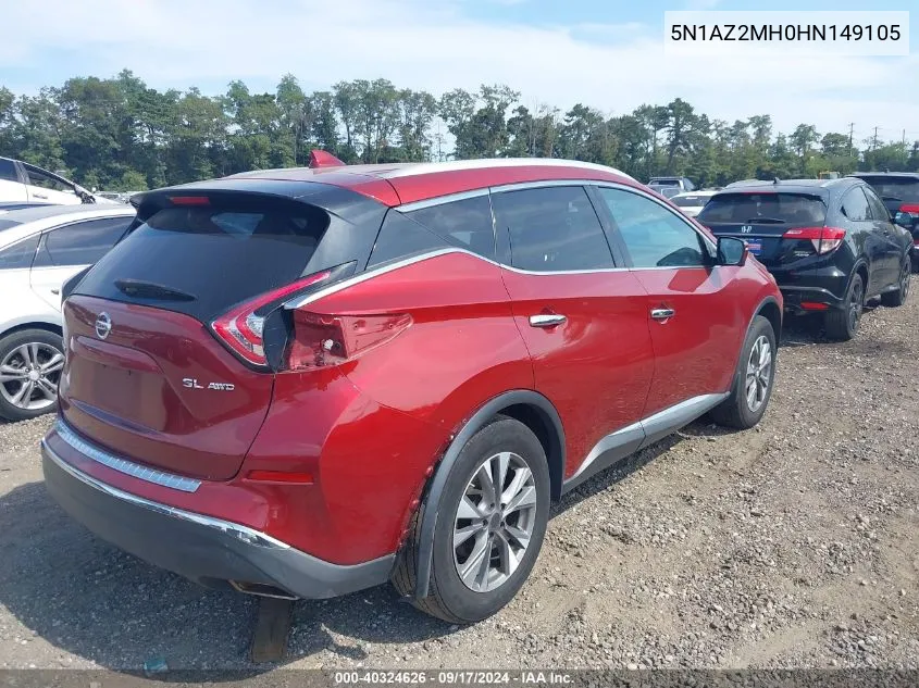 5N1AZ2MH0HN149105 2017 Nissan Murano Sl