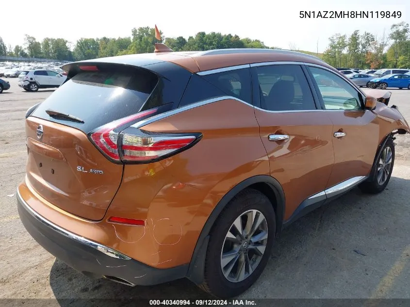 5N1AZ2MH8HN119849 2017 Nissan Murano Platinum/S/Sl/Sv