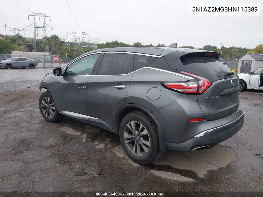 5N1AZ2MG3HN115389 2017 Nissan Murano S/Sl/Sv/Platinum