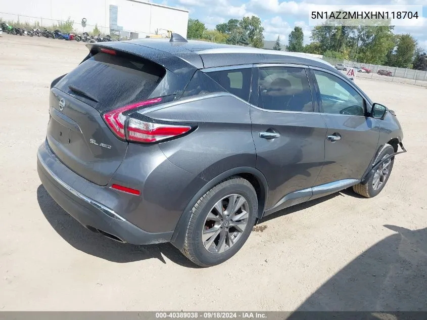 2017 Nissan Murano Platinum/S/Sl/Sv VIN: 5N1AZ2MHXHN118704 Lot: 40389038