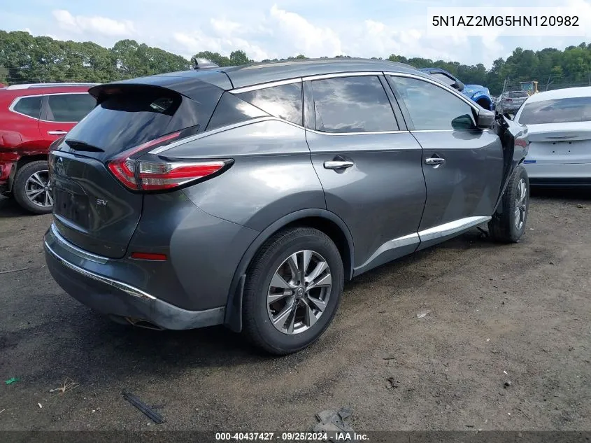 5N1AZ2MG5HN120982 2017 Nissan Murano Sv