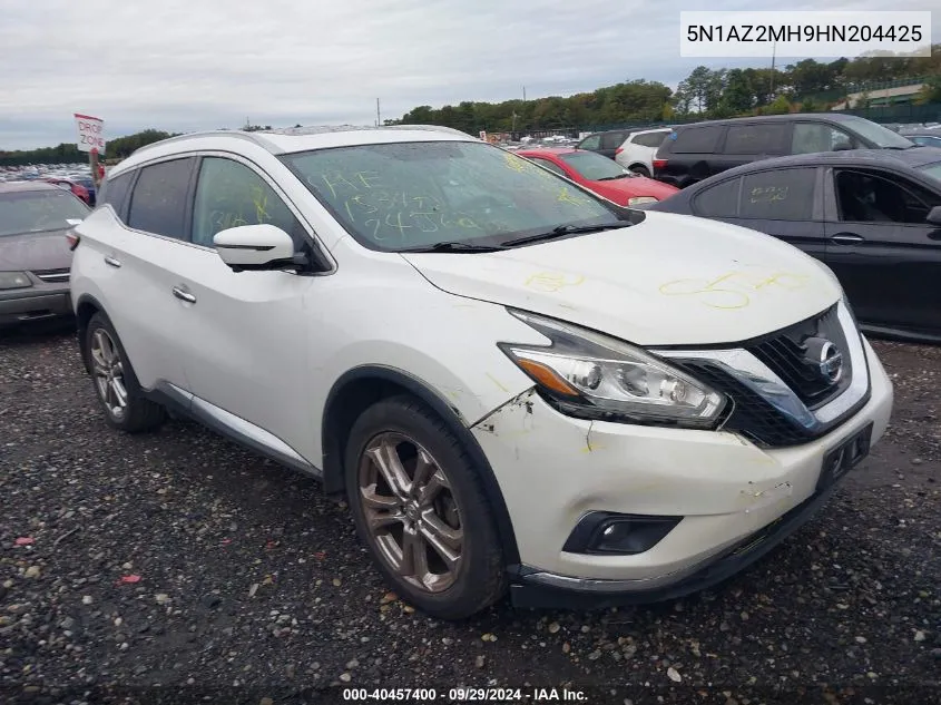 5N1AZ2MH9HN204425 2017 Nissan Murano Platinum