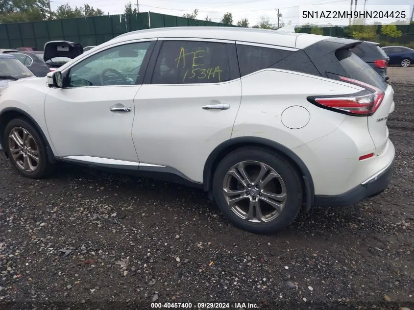 5N1AZ2MH9HN204425 2017 Nissan Murano Platinum