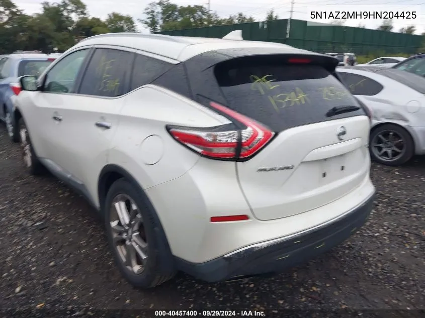 5N1AZ2MH9HN204425 2017 Nissan Murano Platinum