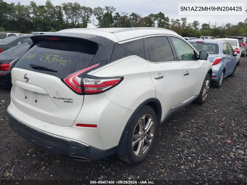 2017 Nissan Murano Platinum VIN: 5N1AZ2MH9HN204425 Lot: 40457400