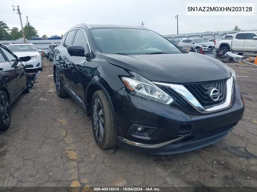 2017 Nissan Murano Platinum VIN: 5N1AZ2MGXHN203128 Lot: 40518018