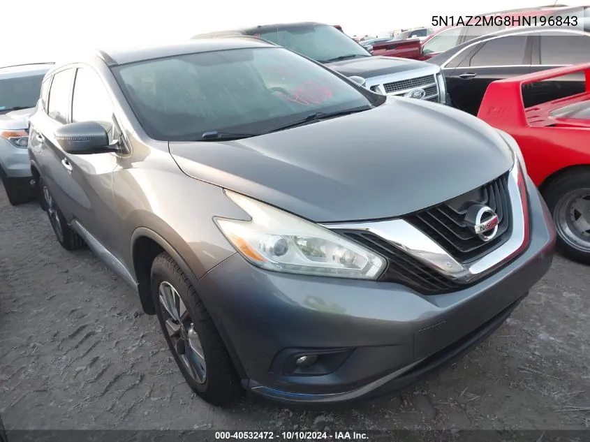 2017 Nissan Murano Sv VIN: 5N1AZ2MG8HN196843 Lot: 40532472