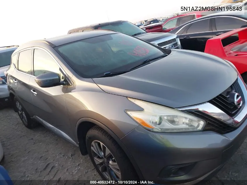 2017 Nissan Murano Sv VIN: 5N1AZ2MG8HN196843 Lot: 40532472