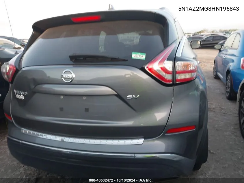 2017 Nissan Murano Sv VIN: 5N1AZ2MG8HN196843 Lot: 40532472