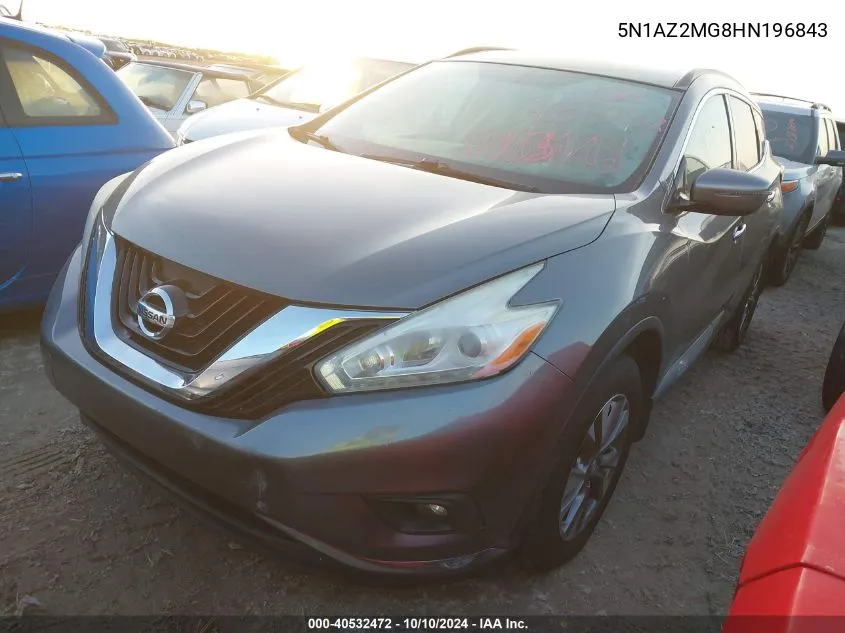 2017 Nissan Murano Sv VIN: 5N1AZ2MG8HN196843 Lot: 40532472