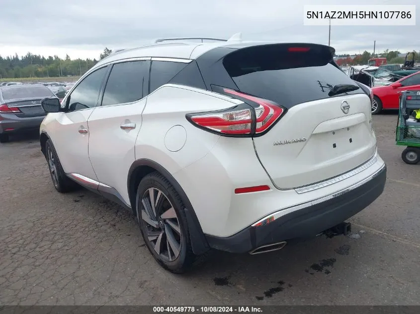 2017 Nissan Murano Platinum VIN: 5N1AZ2MH5HN107786 Lot: 40549778