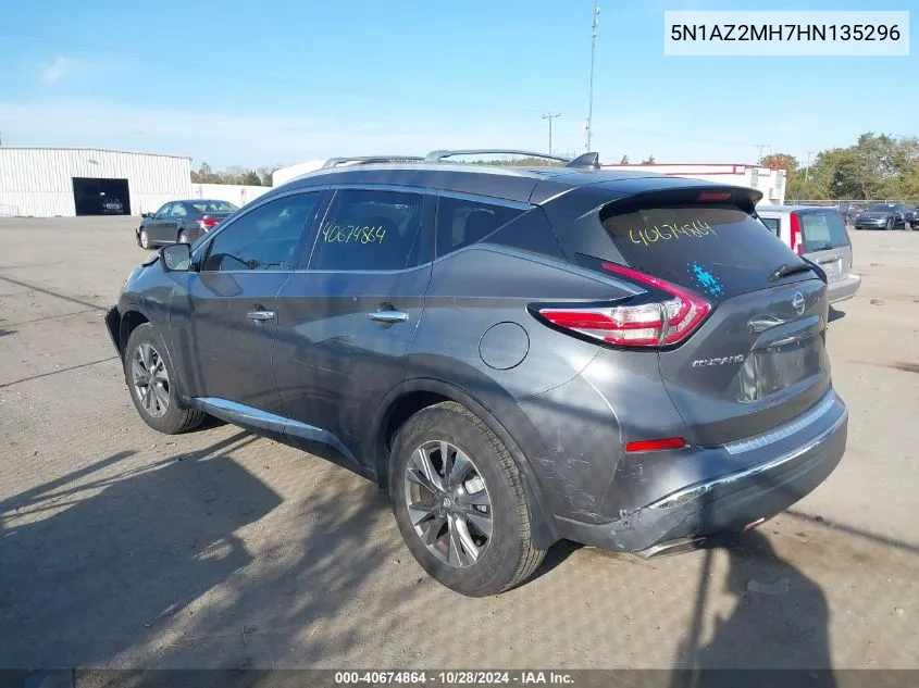 2017 Nissan Murano Sl VIN: 5N1AZ2MH7HN135296 Lot: 40674864