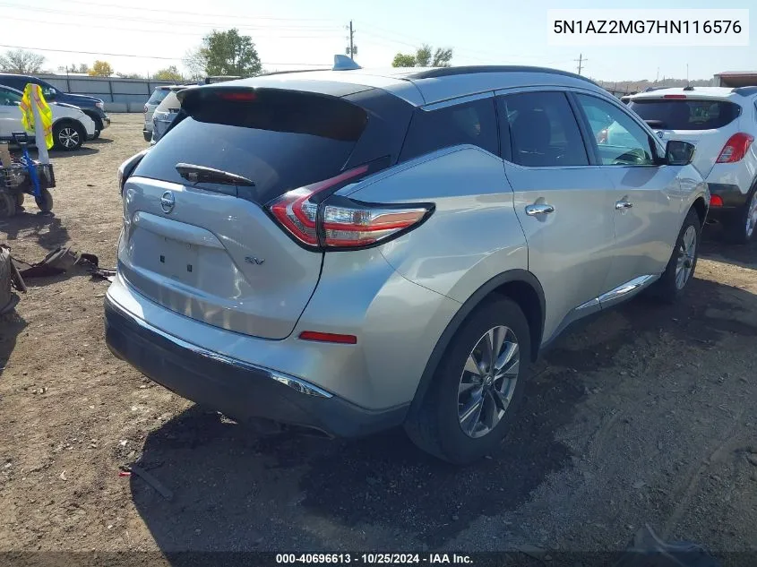 2017 Nissan Murano Sv VIN: 5N1AZ2MG7HN116576 Lot: 40696613