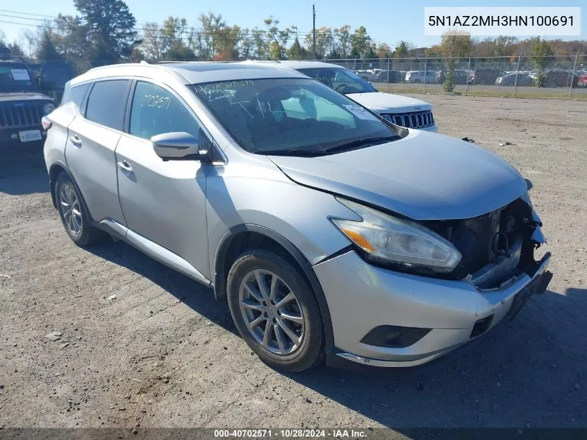 2017 Nissan Murano Sl VIN: 5N1AZ2MH3HN100691 Lot: 40702571