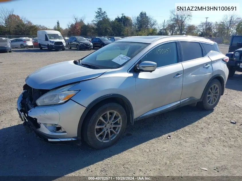 2017 Nissan Murano Sl VIN: 5N1AZ2MH3HN100691 Lot: 40702571