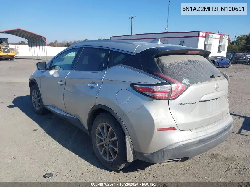 2017 Nissan Murano Sl VIN: 5N1AZ2MH3HN100691 Lot: 40702571