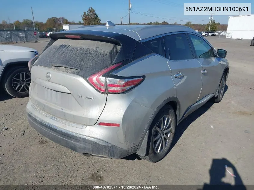 2017 Nissan Murano Sl VIN: 5N1AZ2MH3HN100691 Lot: 40702571