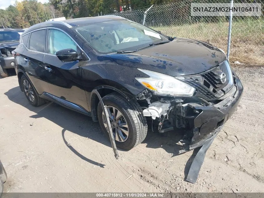 2017 Nissan Murano Sl VIN: 5N1AZ2MG2HN106411 Lot: 40715912