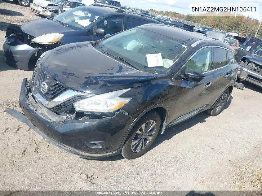 2017 Nissan Murano Sl VIN: 5N1AZ2MG2HN106411 Lot: 40715912