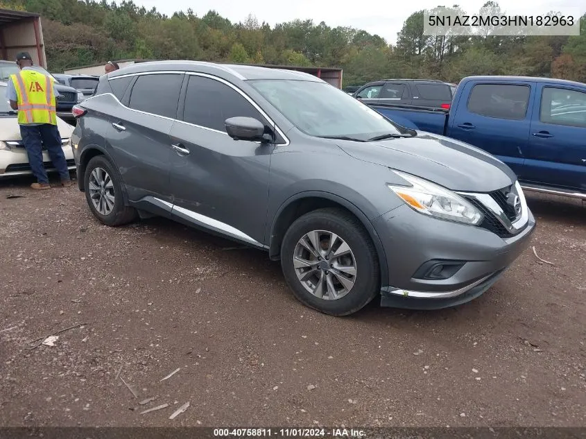 2017 Nissan Murano Sl VIN: 5N1AZ2MG3HN182963 Lot: 40758811