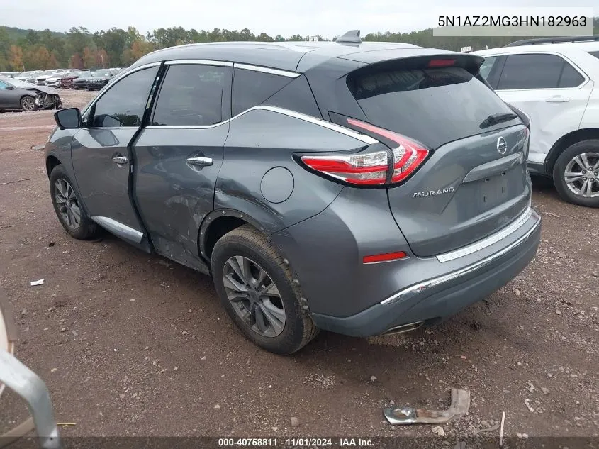 2017 Nissan Murano Sl VIN: 5N1AZ2MG3HN182963 Lot: 40758811