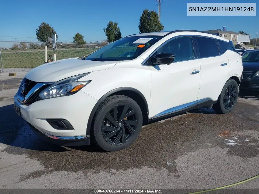 2017 Nissan Murano Platinum VIN: 5N1AZ2MH1HN191248 Lot: 40760264