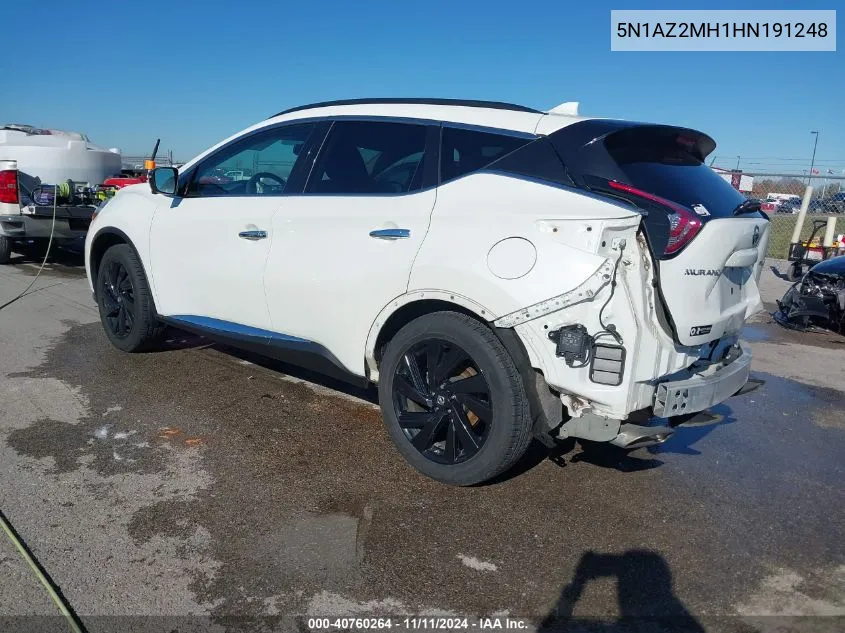 2017 Nissan Murano Platinum VIN: 5N1AZ2MH1HN191248 Lot: 40760264