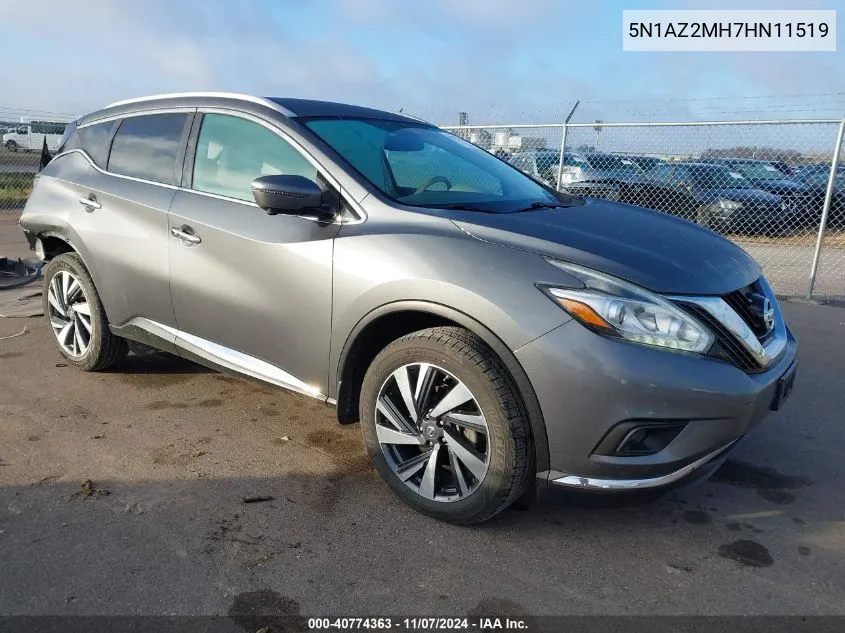 2017 Nissan Murano Sv VIN: 5N1AZ2MH7HN11519 Lot: 40774363