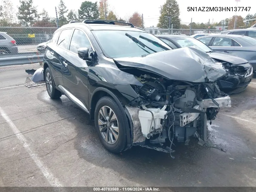 2017 Nissan Murano Sv VIN: 5N1AZ2MG3HN137747 Lot: 40783569