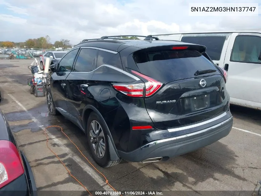 2017 Nissan Murano Sv VIN: 5N1AZ2MG3HN137747 Lot: 40783569