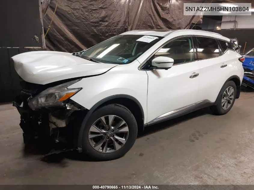 2017 Nissan Murano Sl VIN: 5N1AZ2MH5HN103804 Lot: 40790665